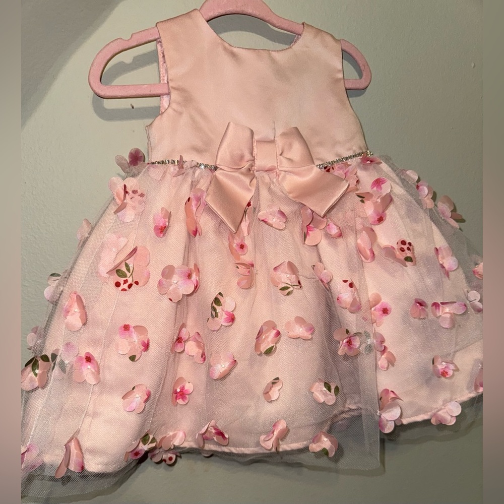 Pink Floral Baby Dress with Bow
